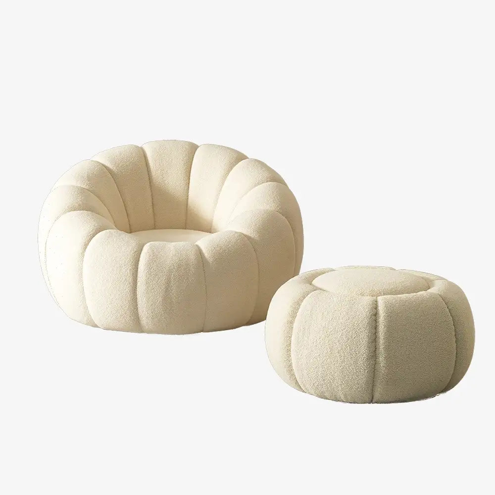 Araco Beaumont Lounge Chair Cream Boucle With Ottoman