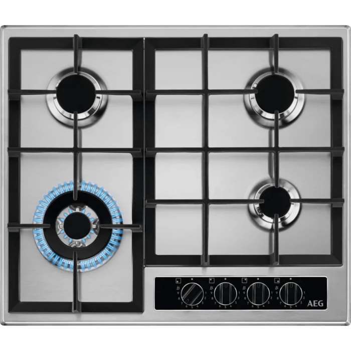 AEG HGB64420YM 60cm Gas Hob Stainless Steel - Araco Interiors