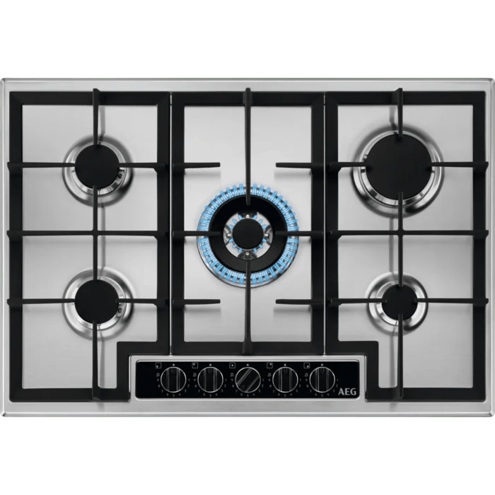 AEG HGB75420YM 75cm Gas Hob Stainless Steel - Araco Interiors