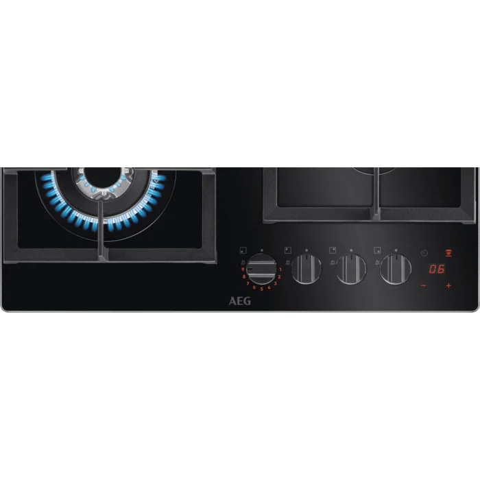 AEG HKB64450NB 60cm Gas Hob Black Glass - Araco Interiors