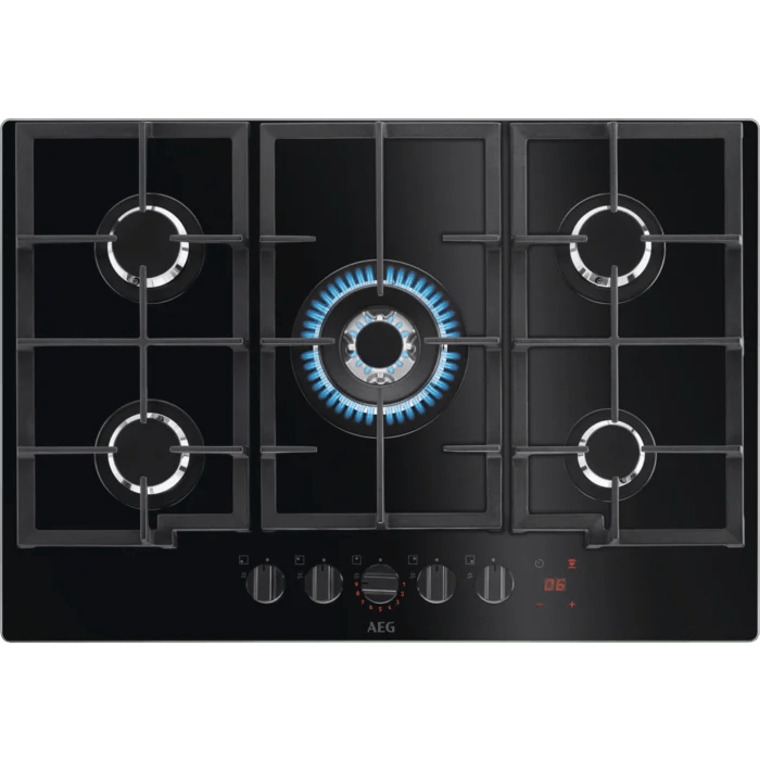 AEG HKB75450NB 75cm Gas Hob Black Glass - Araco Interiors