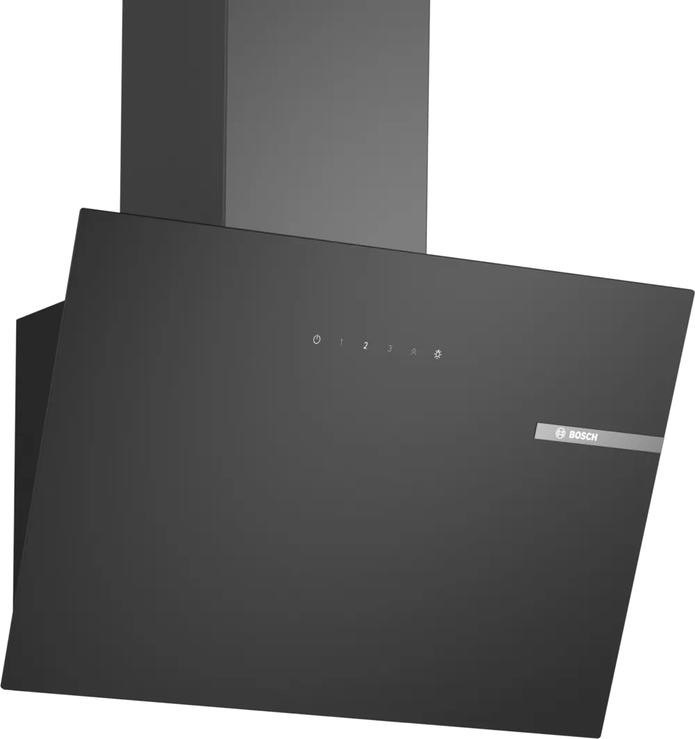 Bosch DWK65DK60B Series 2 60cm Angled Glass Hood Black glass - Araco Interiors