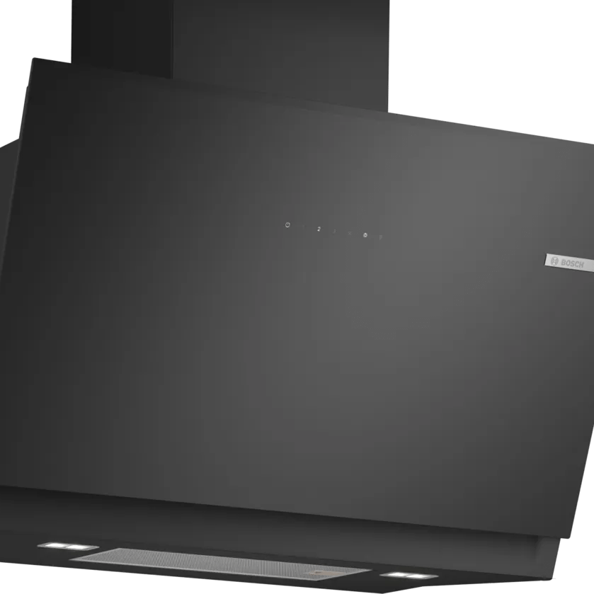 Bosch DWK81AN60B Series 6 80cm Angled Glass Hood Black glass - Araco Interiors