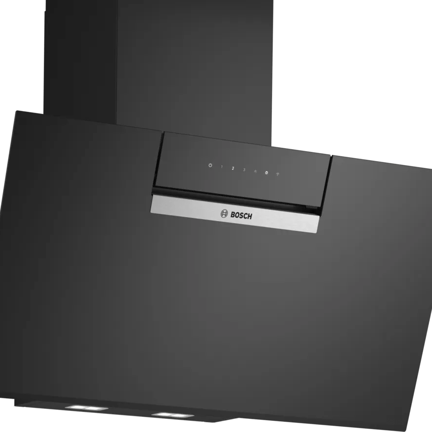 Bosch DWK87FN60B Series 4 80cm Angled Glass Hood Black glass - Araco Interiors