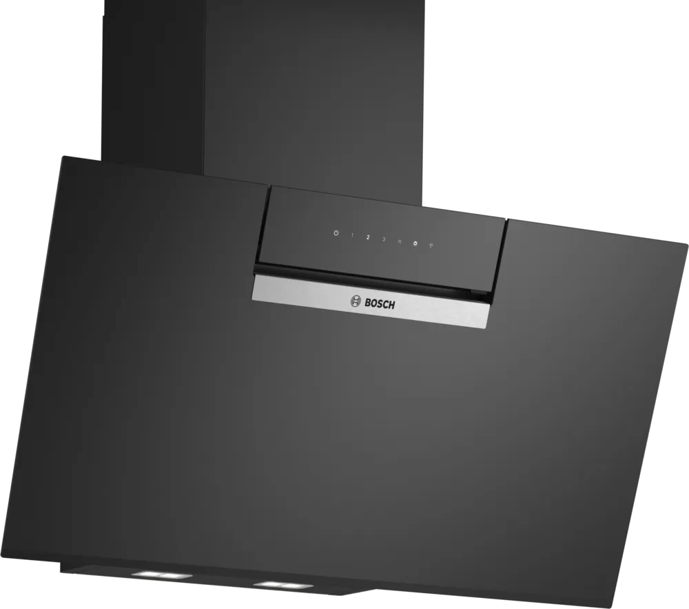 Bosch DWK87FN60B Series 4 80cm Angled Glass Hood Black glass - Araco Interiors