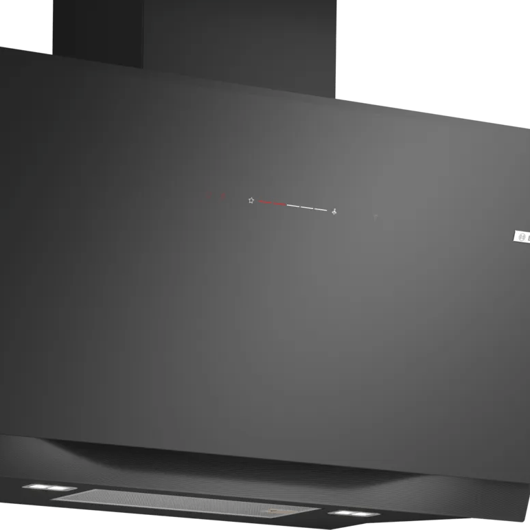 Bosch DWK91LT60B Series 8 90cm Angled Glass Hood Black glass - Araco Interiors