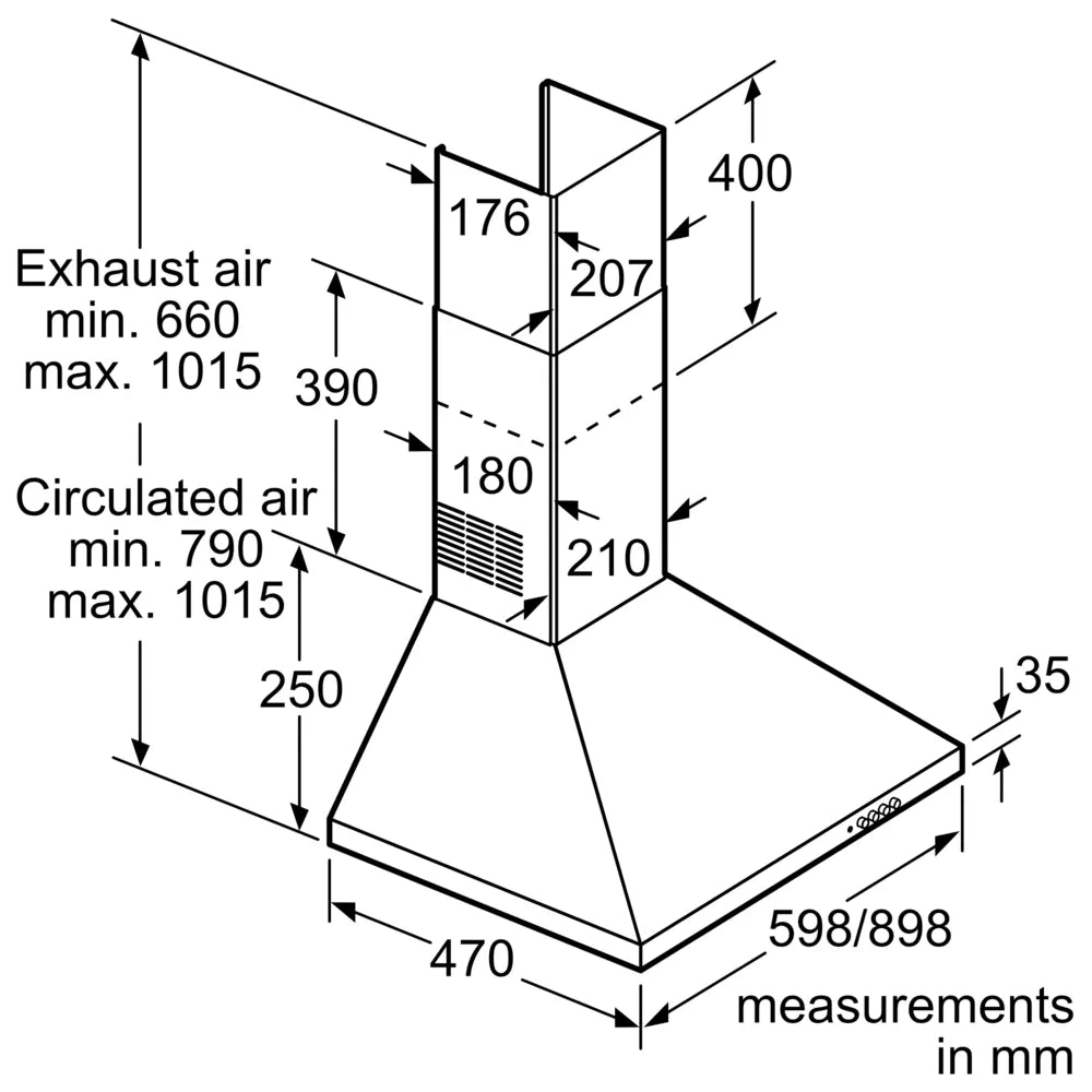Bosch DWP64CC50M Series 2 60cm Pyramid Hood Brushed steel - Araco Interiors