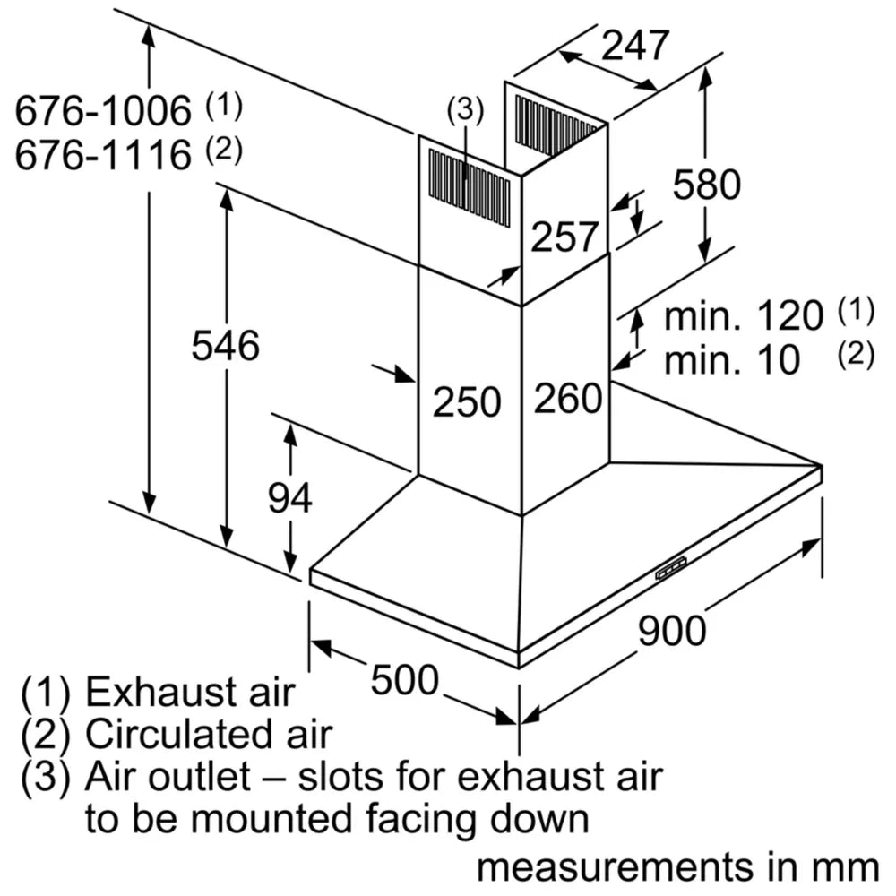 Bosch DWQ96DM50B Series 4 90cm Pyramid Hood Brushed steel - Araco Interiors