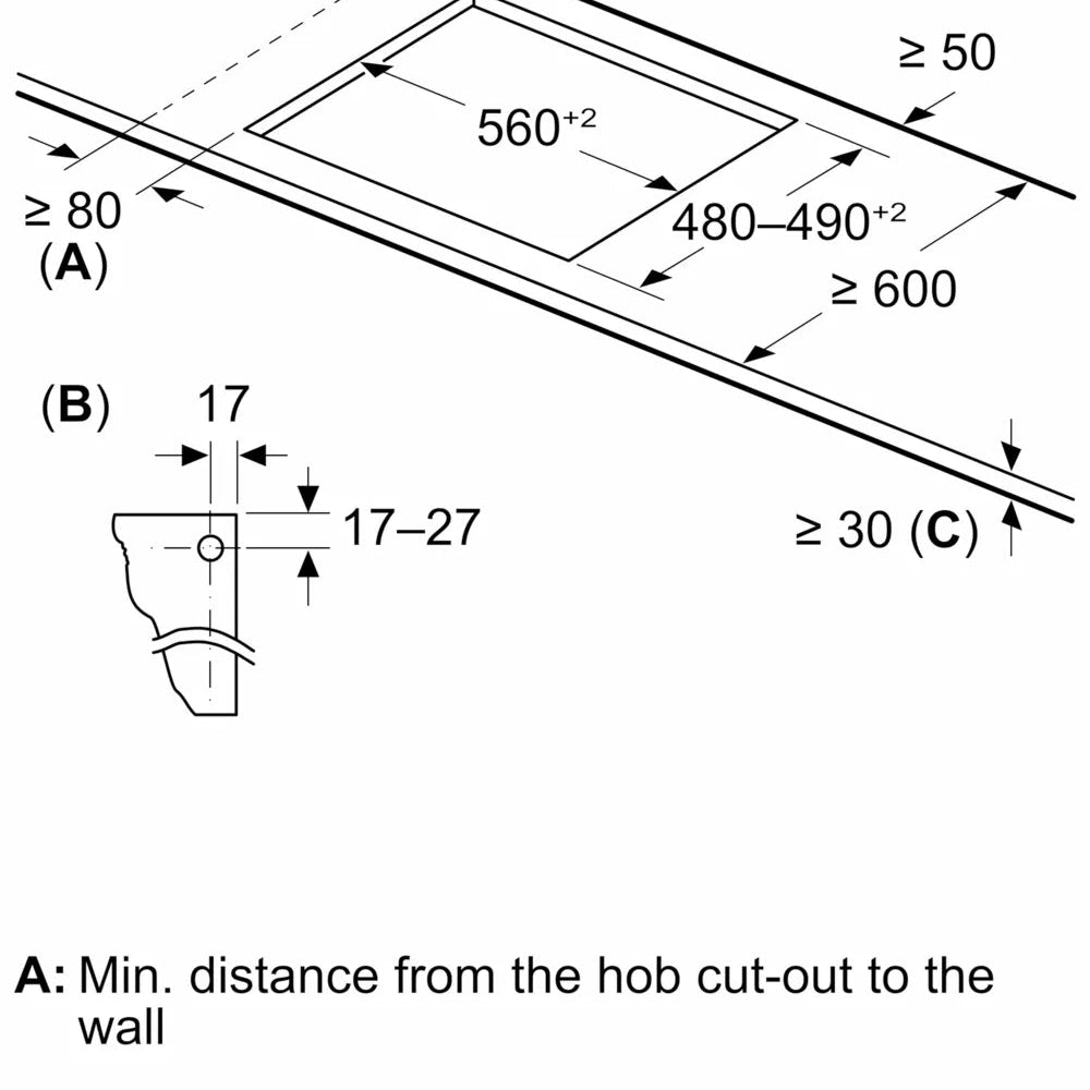Bosch PBP6B5B60 Series 2 60cm Gas Hob Brushed steel - Araco Interiors