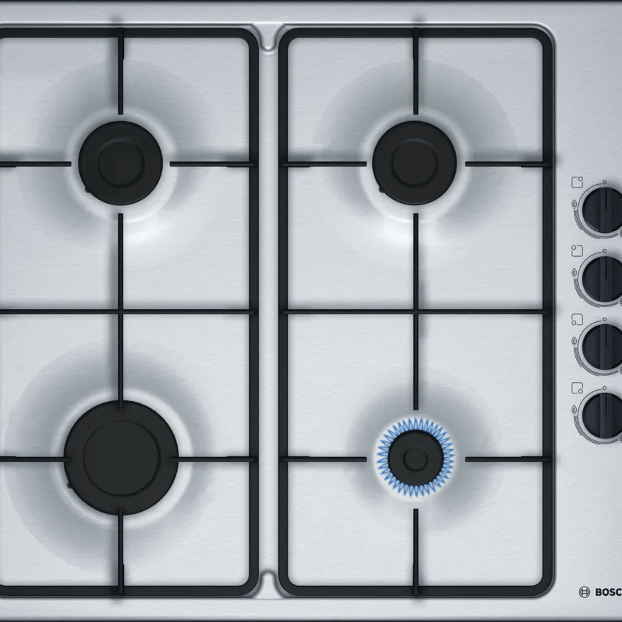 Bosch PBP6B5B60 Series 2 60cm Gas Hob Brushed steel - Araco Interiors