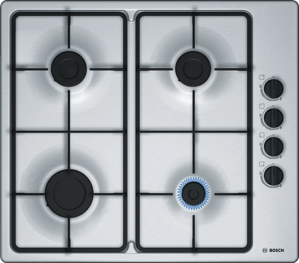 Bosch PBP6B5B60 Series 2 60cm Gas Hob Brushed steel - Araco Interiors