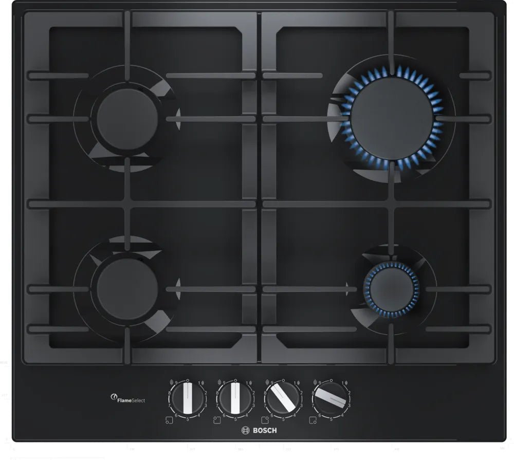 Bosch PCP6A6B90 Series 6 60cm Gas Hob Black - Araco Interiors