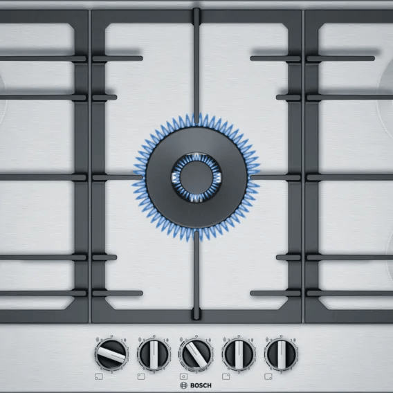 Bosch PCR9A5B90 Series 6 90cm Gas Hob Brushed steel - Araco Interiors