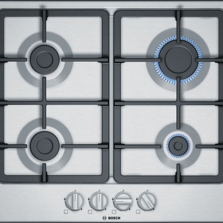 Bosch PGP6B5B90 Series 4 60cm Gas Hob Brushed steel - Araco Interiors