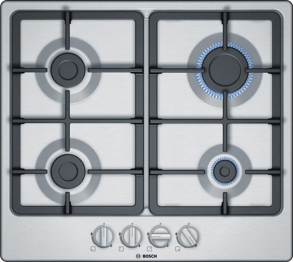 Bosch PGP6B5B90 Series 4 60cm Gas Hob Brushed steel - Araco Interiors