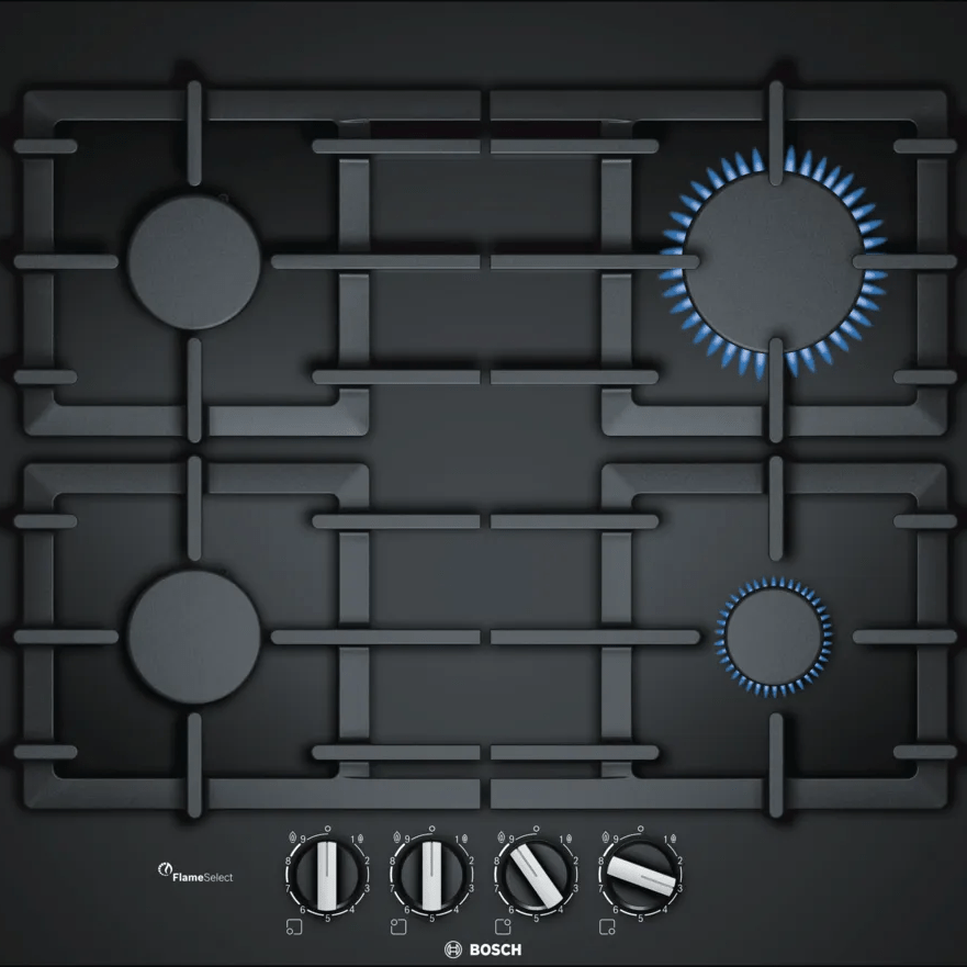 Bosch PPP6A6B90 Series 6 60cm Gas Hob Black glass - Araco Interiors