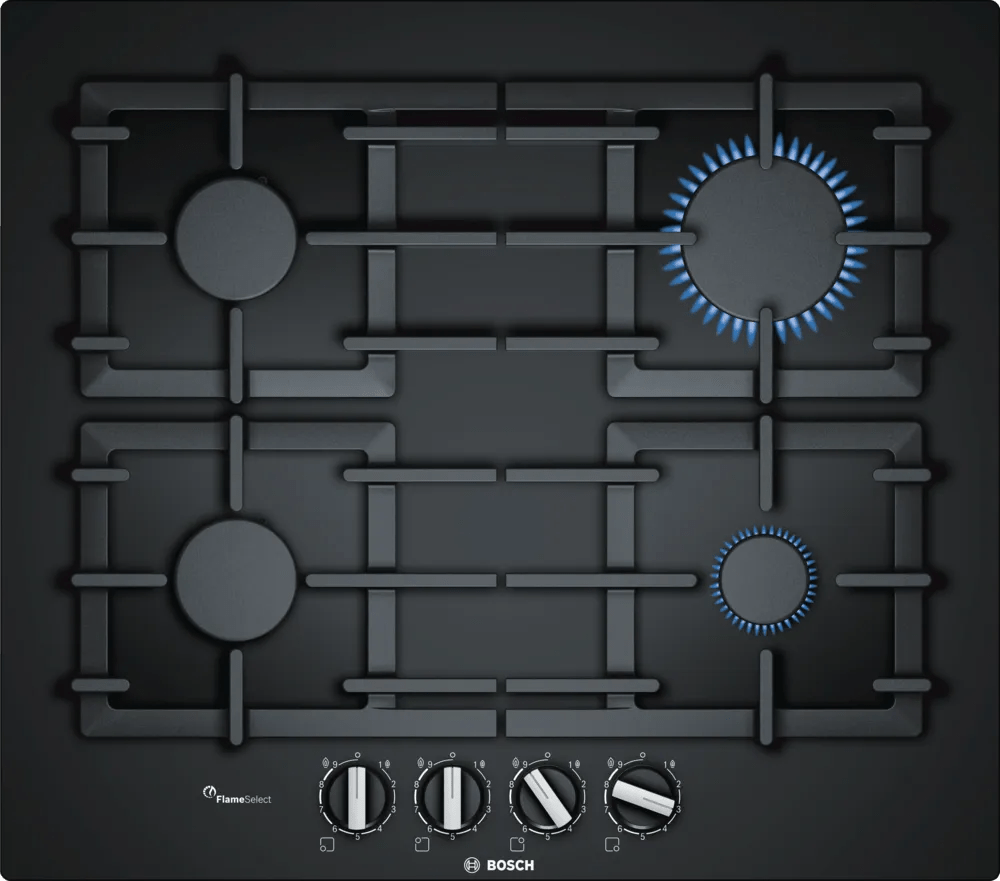 Bosch PPP6A6B90 Series 6 60cm Gas Hob Black glass - Araco Interiors