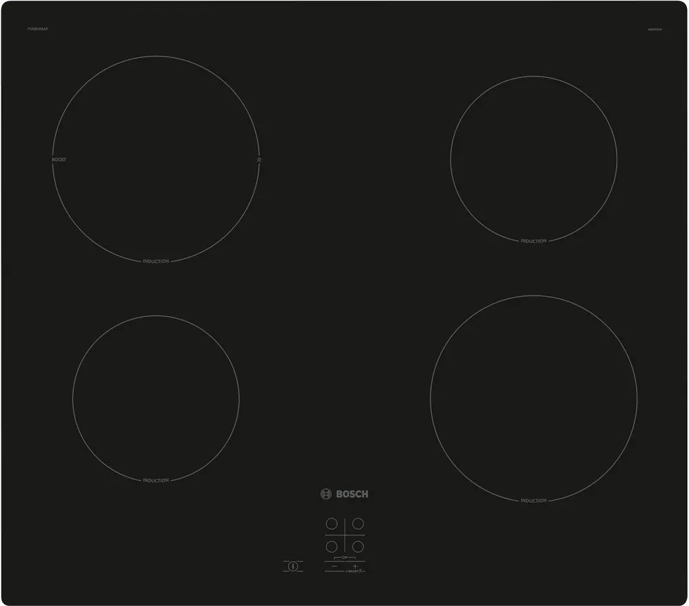 Bosch PUG61RAA5B Series 2 60cm Plug & Play Induction Hob Black glass - Araco Interiors