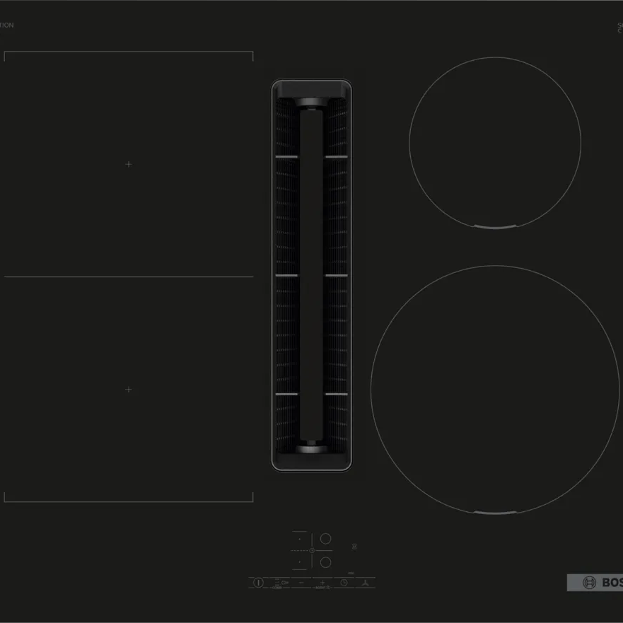 Bosch PVS611B16E Series 4 60cm Venting Hob Black glass - Araco Interiors