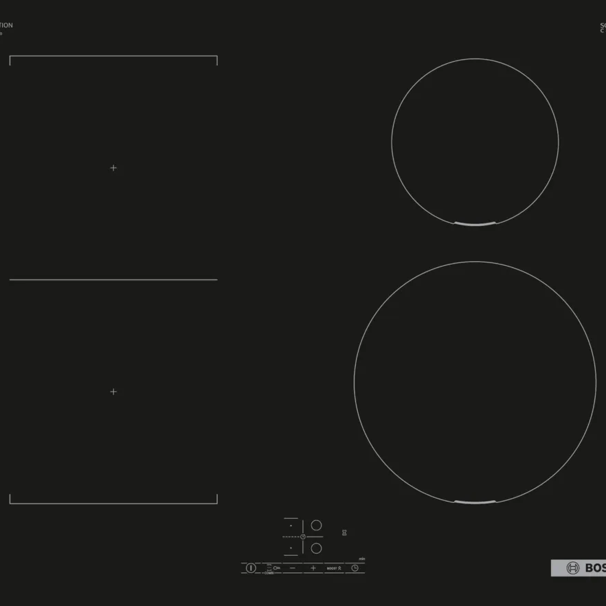 Bosch PWP611BB5B Series 4 60cm Plug & Play Induction Hob Black glass - Araco Interiors