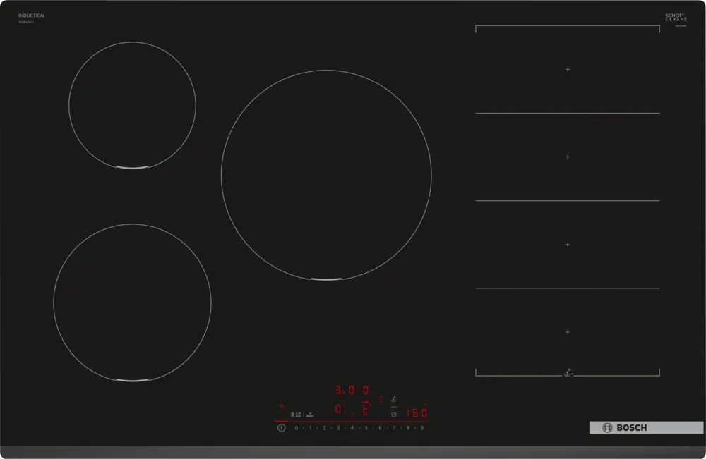 Bosch PXV831HC1E Series 6 80cm Flex Induction Hob Black glass - Araco Interiors