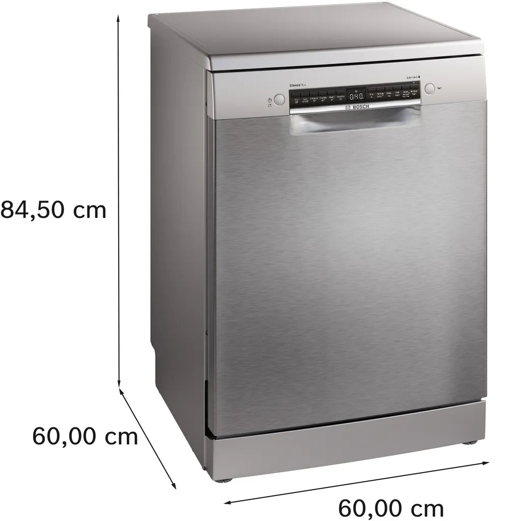 Bosch SMS4EKI06G Series 4 60cm Freestanding Dishwasher Silver Inox - Araco Interiors