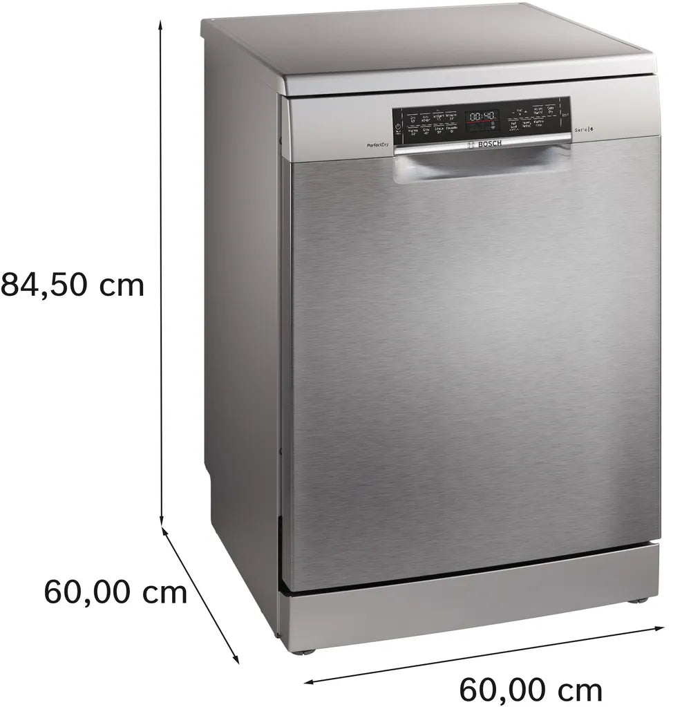 Bosch SMS6TCI01G Series 6 60cm Freestanding Dishwasher Silver Inox - Araco Interiors