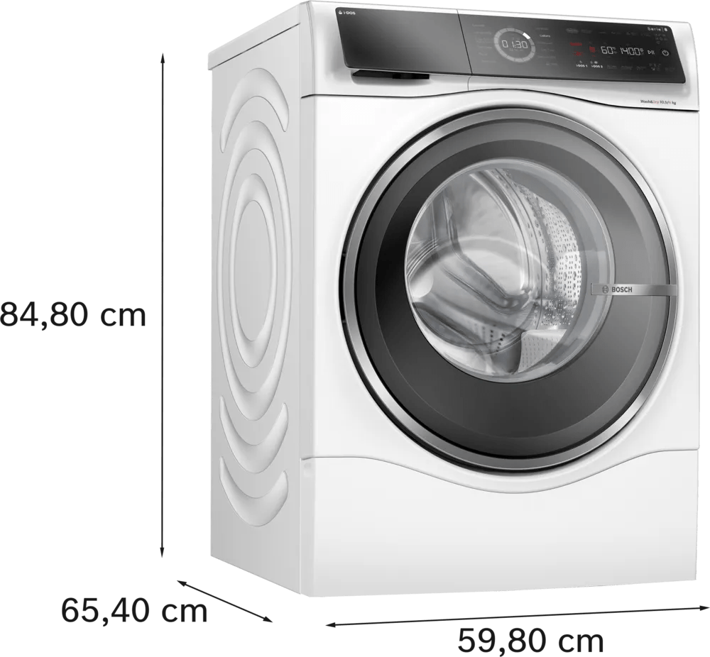 Bosch WNC25410GB Series 8 10.5kg/6kg Freestanding Washer Dryer White - Araco Interiors
