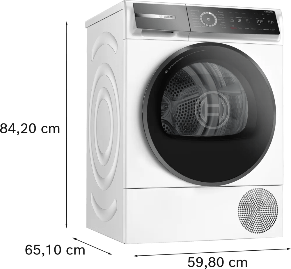 Bosch WQB246C9GB Series 8 Heat Pump 9kg Freestanding Tumble Dryer White - Araco Interiors