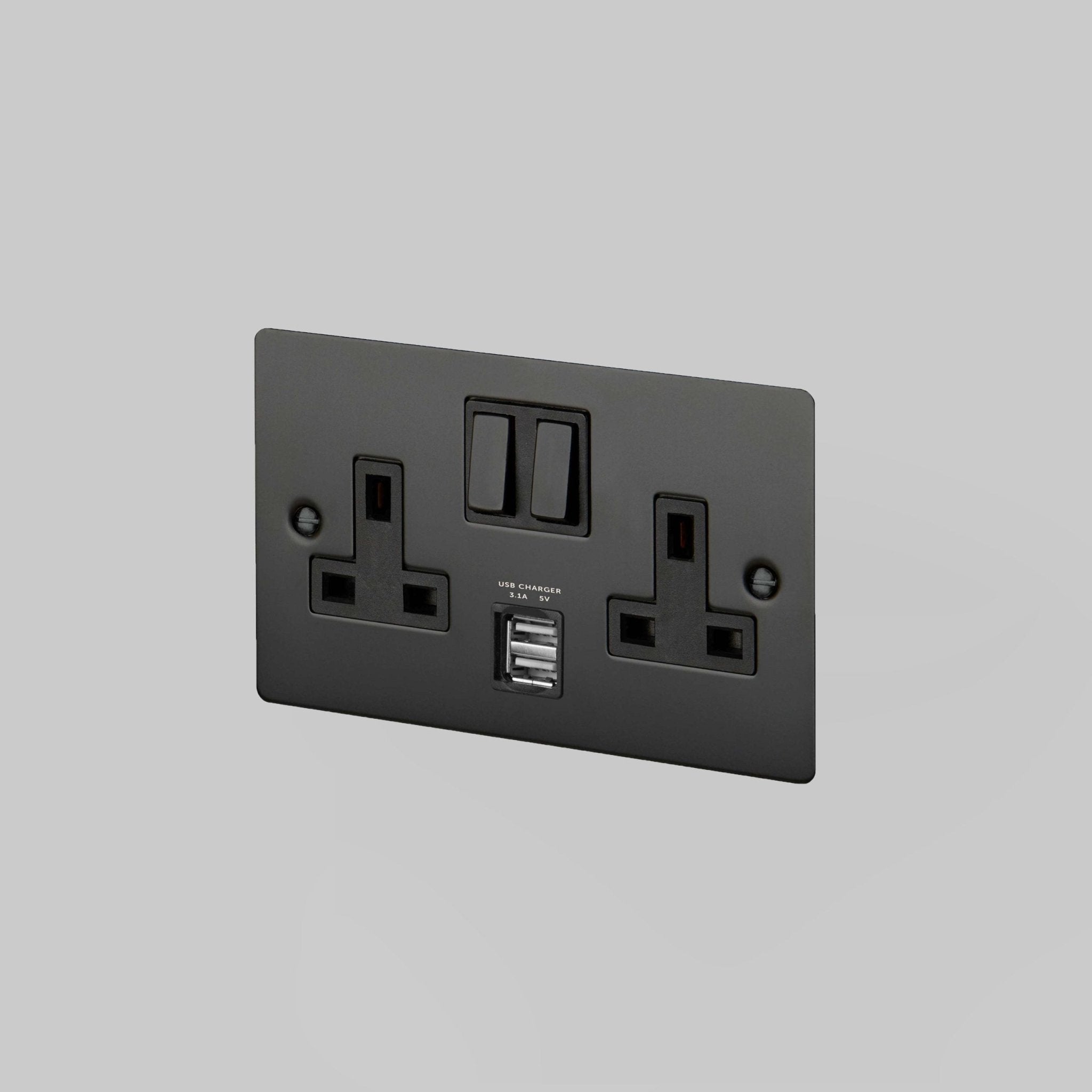Buster + Punch GSC - 02759 2G UK Plug Socket - USB Switch + Socket Black - Araco Interiors