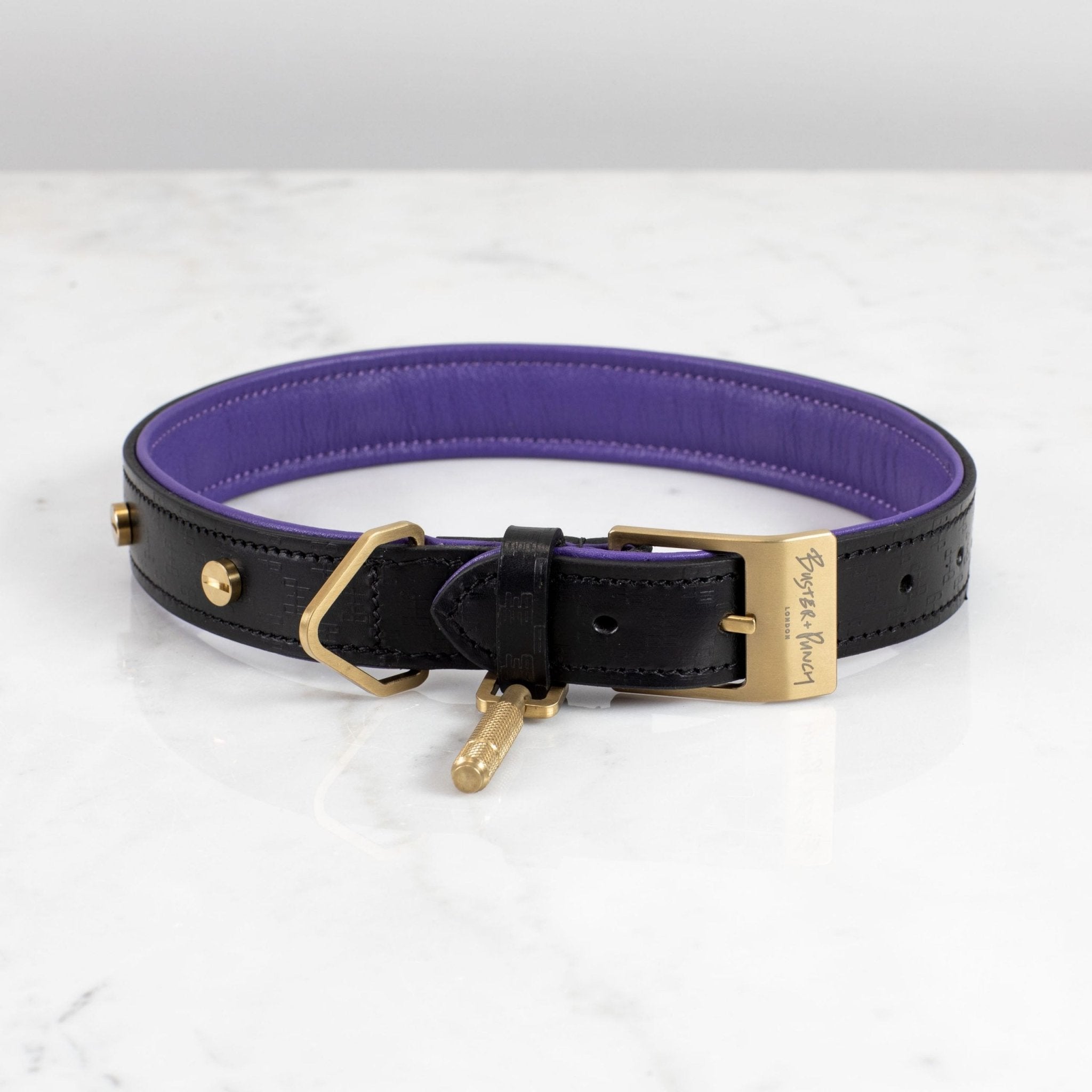 Buster + Punch RPA - 02769 Hand Crafted - Small Dog Collar Black/Purple - Brass - Araco Interiors