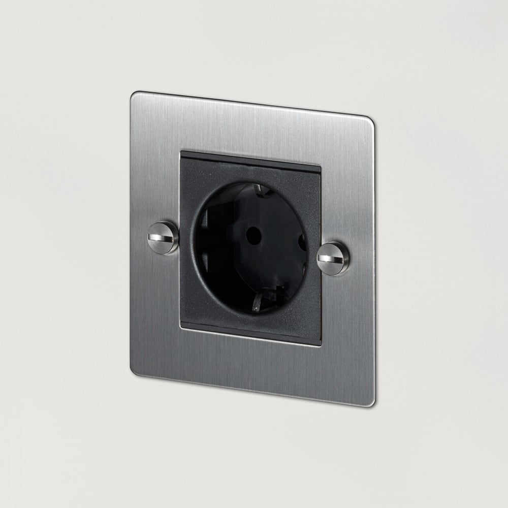 Buster + Punch UK - MG - CO - 1G - ST - A 1G Euro Socket Switch + Socket Steel - Araco Interiors