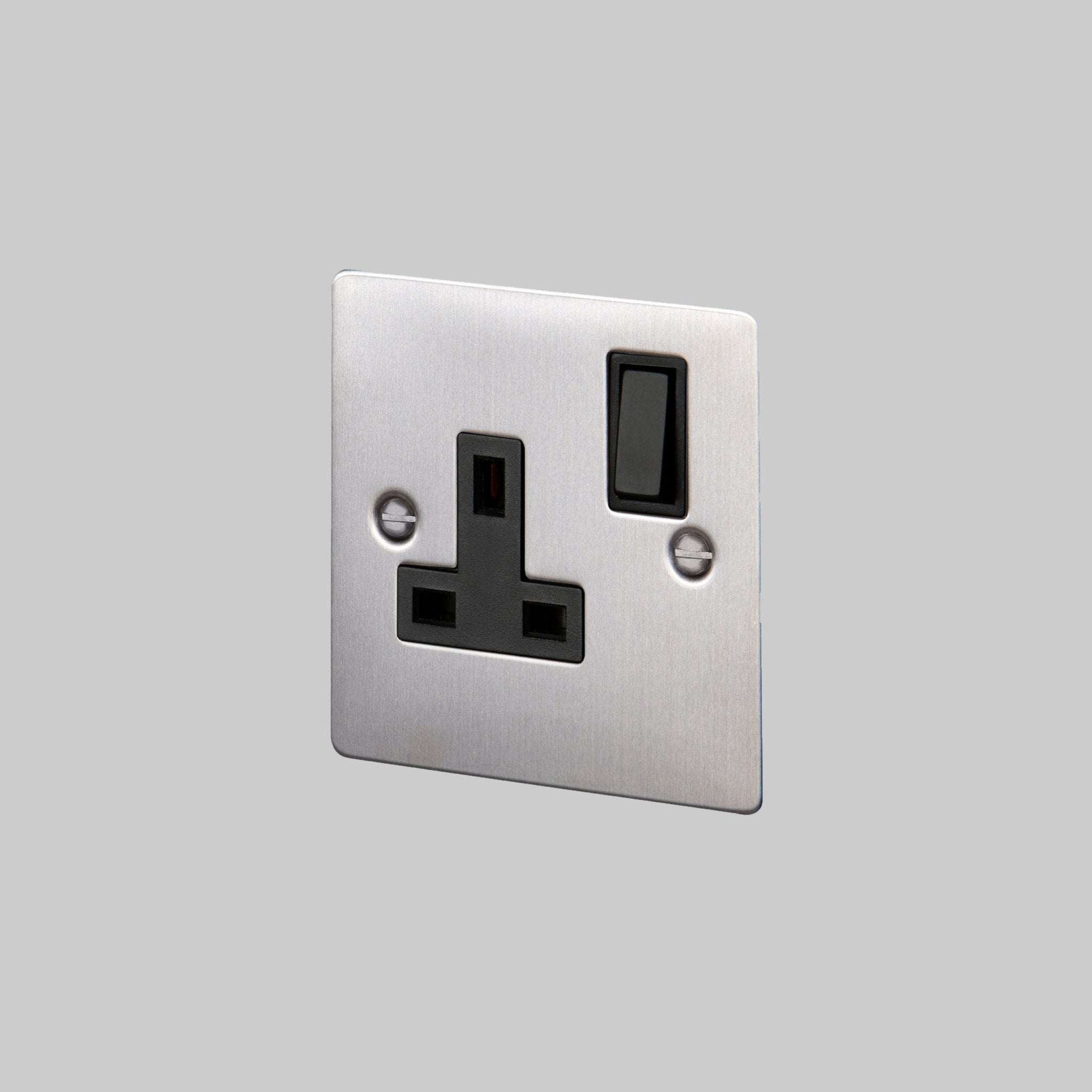 Buster + Punch UK - SO - CO - 1G - ST - A 1G UK Plug Socket Switch + Socket Steel - Araco Interiors