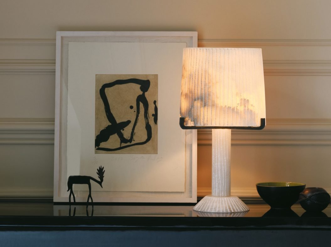 CTO Lighting Acropolis Table Lamp honed alabaster and black steel - Araco Interiors