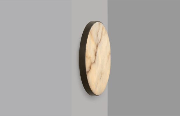 CTO Lighting Anvers Flush - Small - DALI - A Wall Light bronze with honed alabaster - Araco Interiors