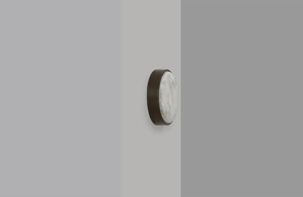 CTO Lighting Anvers Flush - Small - IP44 Wall Light antique bronze with honed alabaster - Araco Interiors