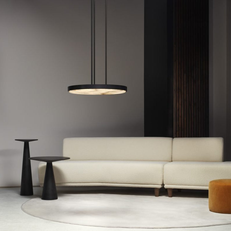 CTO Lighting Anvers Large Pendant Light bronze with honed alabaster - Araco Interiors