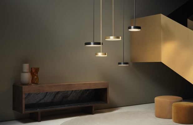 CTO Lighting Anvers Medium Pendant Light bronze with honed alabaster - Araco Interiors