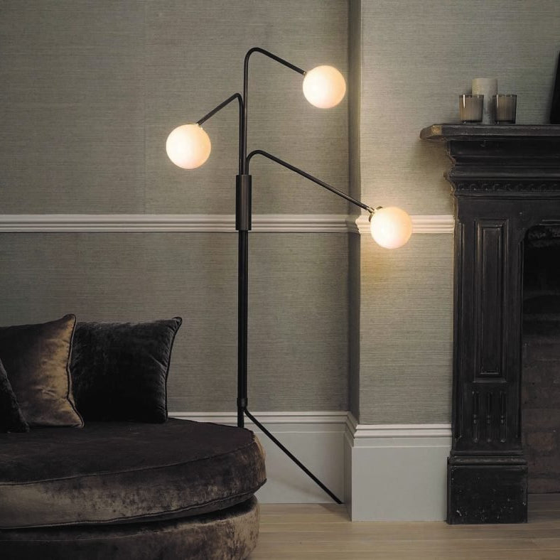 CTO Lighting Array Floor Lamp bronze with bronze details and shiny opal glass - 5 amp plug - Araco Interiors