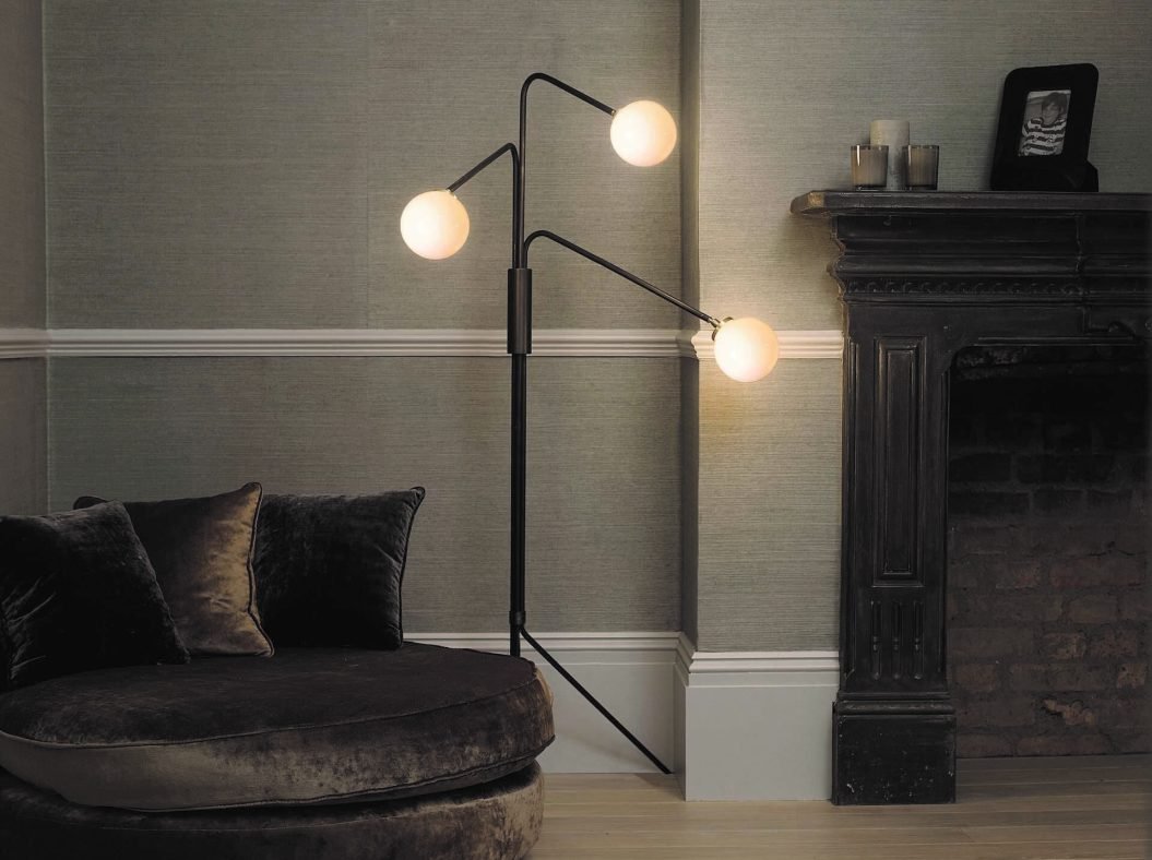 CTO Lighting Array Floor Lamp bronze with bronze details and shiny opal glass - 5 amp plug - Araco Interiors