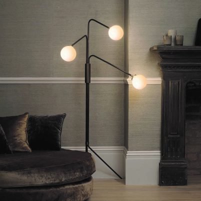 CTO Lighting Array Floor Lamp bronze with satin brass details and shiny opal glass - 5 amp plug - Araco Interiors
