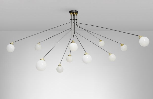 CTO Lighting Array Pendant - Medium Ceiling Light bronze with bronze details and shiny opal glass - Araco Interiors