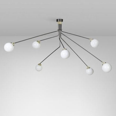 CTO Lighting Array Pendant - Medium - DALI - A Ceiling Light bronze with satin brass details and shiny opal glass - Araco Interiors