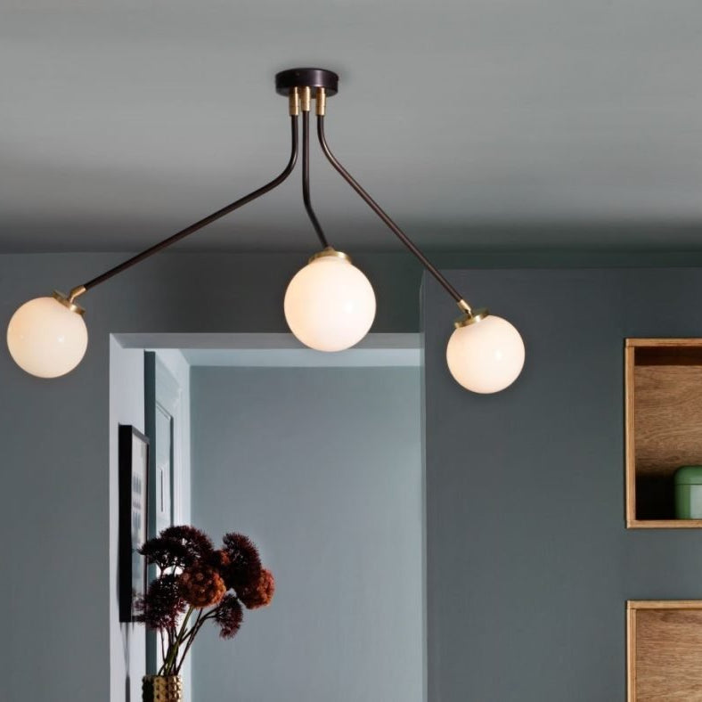 CTO Lighting Array Pendant - Mini Ceiling Light bronze with bronze details and shiny opal glass - Araco Interiors