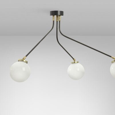 CTO Lighting Array Pendant - Mini Ceiling Light bronze with satin brass details and shiny opal glass - Araco Interiors