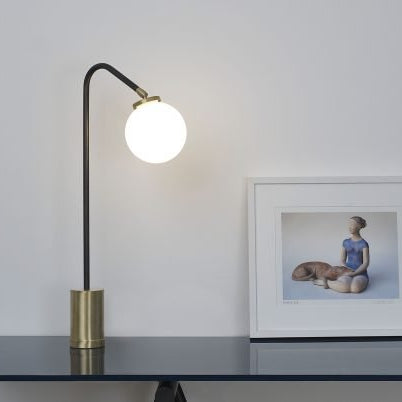 CTO Lighting Array Single Table Lamp bronze with satin brass details and shiny opal glass - UK plug - Araco Interiors