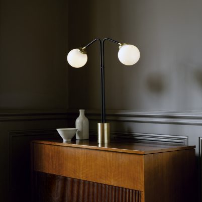 CTO Lighting Array Twin Table Lamp bronze with bronze details and shiny opal glass - UK plug - Araco Interiors