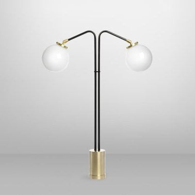 CTO Lighting Array Twin Table Lamp bronze with satin brass details and shiny opal glass - UK plug - Araco Interiors