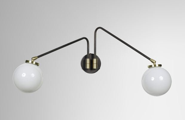 CTO Lighting Array Wall Twin - DALI - A Wall Light bronze with bronze details and shiny opal glass - Araco Interiors