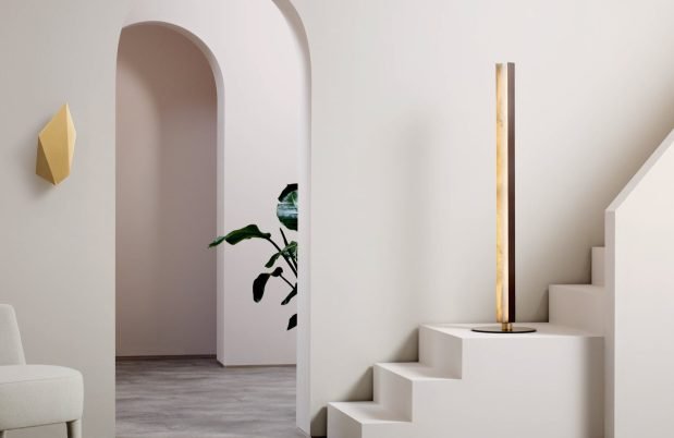 CTO Lighting Artes 1200 Floor Lamp antique bronze with antique bronze details and honed alabaster - UK plug - Araco Interiors